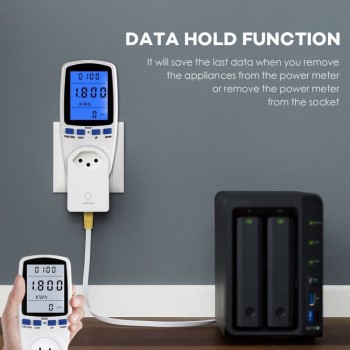 US/UK Plug Energy Meter Voltage Wattage Current Monitor Watt Checker Saving Power Electricity Socket Analyzer Blue Backlight