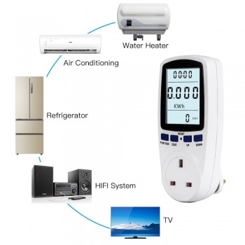 US/UK Plug Energy Meter Voltage Wattage Current Monitor Watt Checker Saving Power Electricity Socket Analyzer Blue Backlight