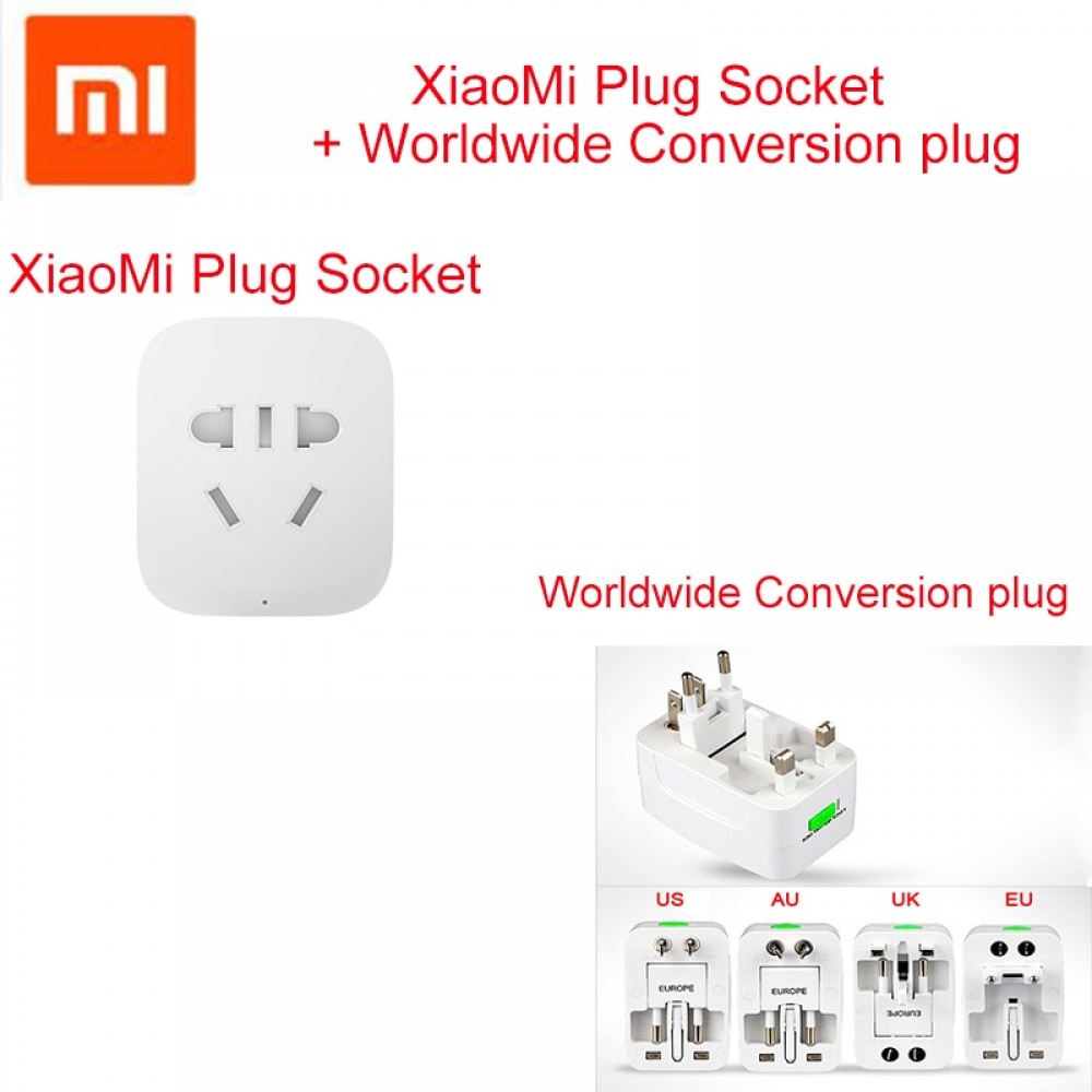 Worldwide Conversion plug +Original Xiaomi Smart Socket Plug WiFi Wireless Remote Socket Adaptor Power on and off with phone