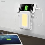 Knewfun Wall Plug Socket Adaptor with Charger amp; Phone Holder Slot 4 Outlets 2 USB Charging Ports With LED Light Sensor