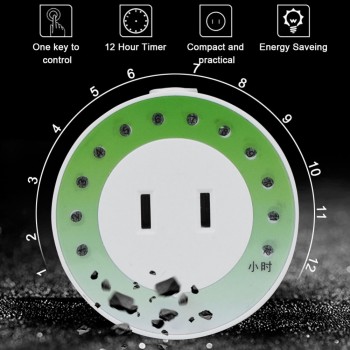 VBESTLIFE 12 Hour Mini Timer Socket Mechanical Program Timer Switch Socket Wall Outlet Energy Saveing 220V US Plug
