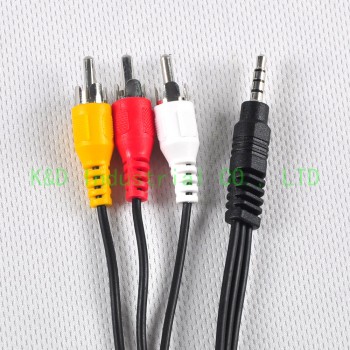 1PC 3.5mm Male to 3 RCA Adapter Jack Male Cable Stereo Audio Video AV Cord
