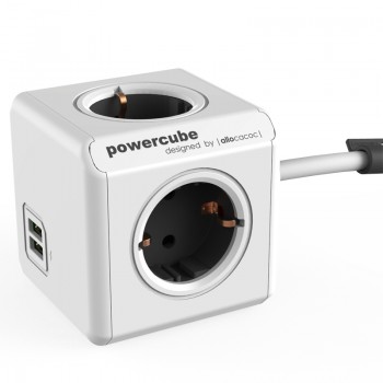 Allocacoc powercube 2 USB Ports 4 outlets extension Socket EU electric power strip smart multi plug adapter electrical converter