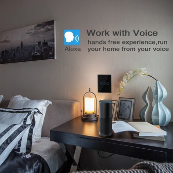 WiFi Smart Wall Light Switch Wireless Voice Control Compartible with Alexa Google Home Phone App Timer Control Glass Touch Panel