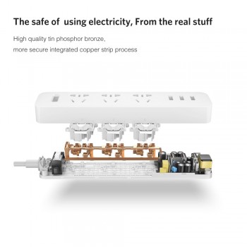 Original XiaoMi 3 Mi Smart Plug Adaptation Power Strip With 3 3 USB Extension Standard Plug 1/2A 3 Sockets For Phone Tablet PC
