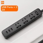 Original Xiaomi Mijia Smart Power Strip 3 Sockets + 3 2A Fast Charging USB Ports Xiaomi Xiaom MI Smart Home Black With Adapter