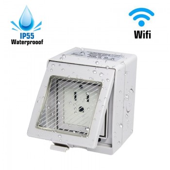 Outdoor Outlet,EU/US/UK Wireless Smart WIFI Plug Socket Switch IP55 Waterproof Remote Control Timer Compatible with Alexa