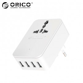 ORICO  Wall Charger Adaptor  Socket plug  With 4 USB Ports 1 AC Outlet 20W Travel  converter -White