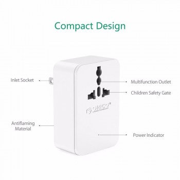 ORICO  Wall Charger Adaptor  Socket plug  With 4 USB Ports 1 AC Outlet 20W Travel  converter -White
