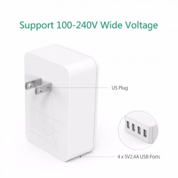 ORICO  Wall Charger Adaptor  Socket plug  With 4 USB Ports 1 AC Outlet 20W Travel  converter -White