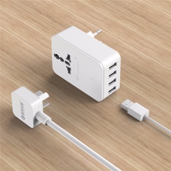 ORICO  Wall Charger Adaptor  Socket plug  With 4 USB Ports 1 AC Outlet 20W Travel  converter -White