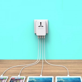 ORICO  Wall Charger Adaptor  Socket plug  With 4 USB Ports 1 AC Outlet 20W Travel  converter -White