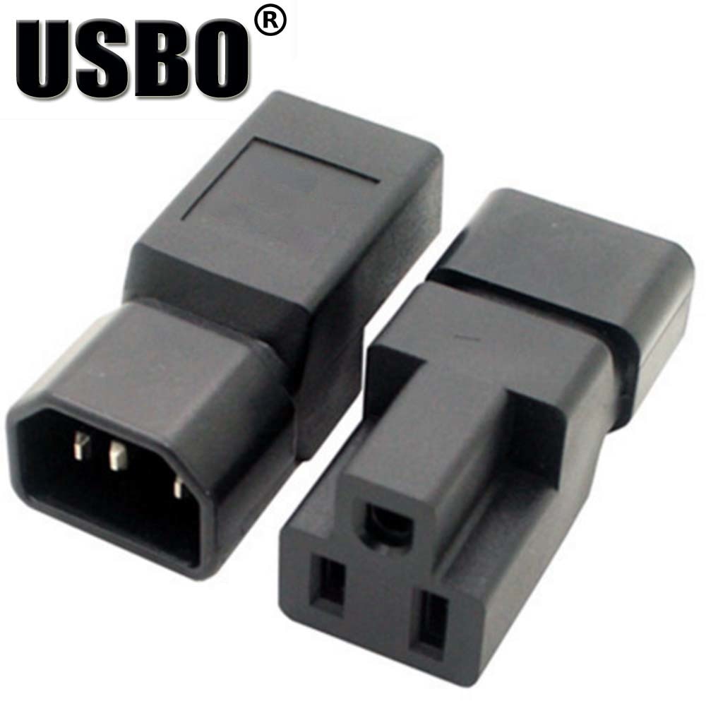 Supply Black Copper Standart IEC320 C14 male to US standard female UPS PDU APC Server power adaptor plug convert socket