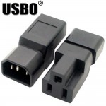 Supply Black Copper Standart IEC320 C14 male to US standard female UPS PDU APC Server power adaptor plug convert socket