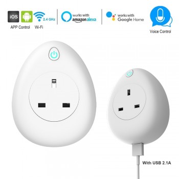 Smart UK Plug wifi timer switch Sockets 13A Power Energy Monitoring With USB charger Voice Control With Alexa Echo Google Home