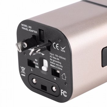 All in One Universal International Plug Adapter 2 USB Port World Travel AC Power Charger Adapter Adaptor with AU US UK EU Plug
