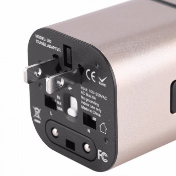 All in One Universal International Plug Adapter 2 USB Port World Travel AC Power Charger Adapter Adaptor with AU US UK EU Plug