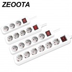Power Strip 3/4/5/6 EU Plug Sockets Outlet AC Power Charger Wall Socket Plug Lead Strip Adapter with Extension Cable1.5m