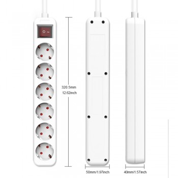 Power Strip 3/4/5/6 EU Plug Sockets Outlet AC Power Charger Wall Socket Plug Lead Strip Adapter with Extension Cable1.5m