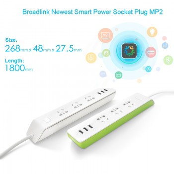 2017 Broadlink Smart Power Socket Plug MP2,WiFi Remote conntrol 3 Outlet Socket with 2.1A USB for Smart Home Automation System
