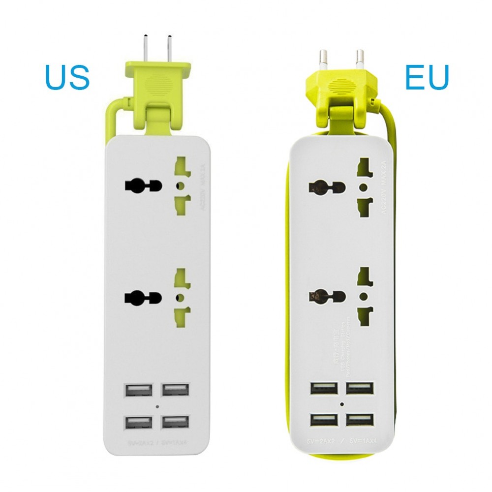 New Portable Travel Power Strip Surge Protector with 4 Smart USB Ports Multi-Port Wall Charger Desktop Hub Charger Socket GDeals