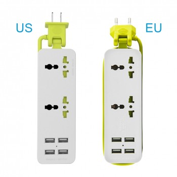 New Portable Travel Power Strip Surge Protector with 4 Smart USB Ports Multi-Port Wall Charger Desktop Hub Charger Socket GDeals