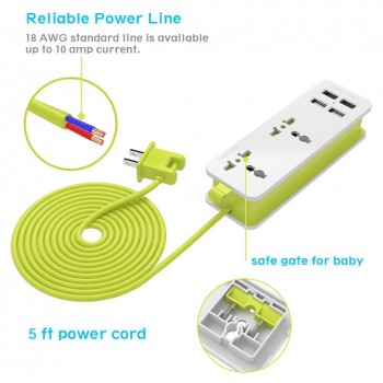 New Portable Travel Power Strip Surge Protector with 4 Smart USB Ports Multi-Port Wall Charger Desktop Hub Charger Socket GDeals