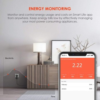 WiFi Smart Plug UK Outlet wireless Control Socket 16A Power Energy Monitoring Timer Switch Voice Control Works with Alexa Google