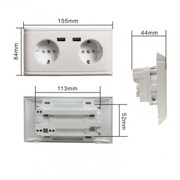 New High Quality Multifunction 16A Wall Charger Adapter EU Plug Socket Power Outlet Panel Dual USB Port