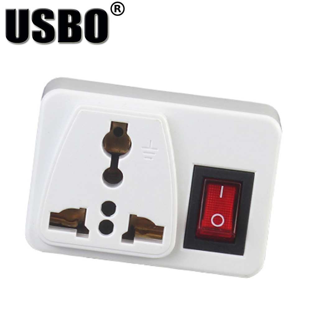 White copper 250v 10/6A EU universal adaptor socket Portable outlet extend converter plug socket with on off light switch