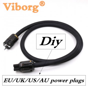 Pure copper power wire cable EU/US/AU/UK rhodium /Gold plated  power Plugs Diy hifi power cable for audiophile amplifier