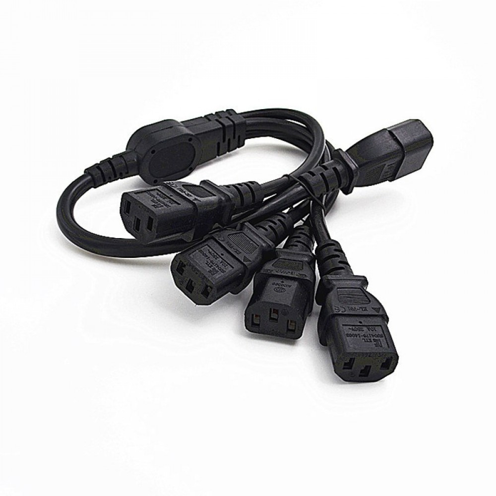 IEC 320 C14 Male Plug to 4XC13 Female Y Type Splitter Power Cord , C14 to 4 x C13, 250V/10A 0.6M Extension Cord