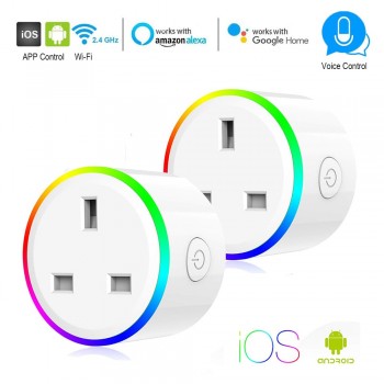 Smart Plug WiFi Control Socket UK US EU Outlet 10A RGB LED Light timer Switch Socket Voice Control work with Alexa Google IFTTT