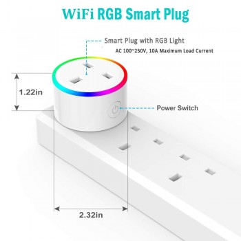Smart Plug WiFi Control Socket UK US EU Outlet 10A RGB LED Light timer Switch Socket Voice Control work with Alexa Google IFTTT