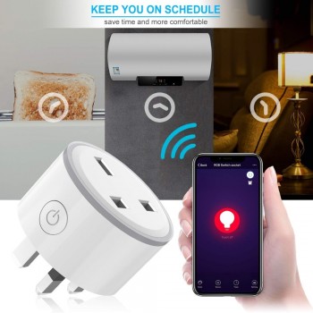 Smart Plug WiFi Control Socket UK US EU Outlet 10A RGB LED Light timer Switch Socket Voice Control work with Alexa Google IFTTT