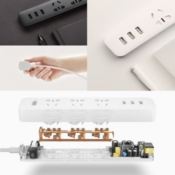 Original Xiaomi Power Strip Outlet Quick Charging 3 USB 3 Standard Adapter Patch Board Lenght Multifunctional patchboard