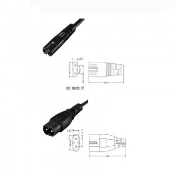 2PCS IEC 320 2-Pin C7 Female To C8 Male Figure 8 Power Adapter 0.3M Cord IEC320 C8 Plug to C7 Receptacle Power Cord 2*0.75mm2