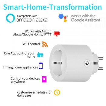 WiFi Smart EU plug Timer Switch wireless 10A power socket voice control wrok with Alexa Echo and Google Home APP control anytime
