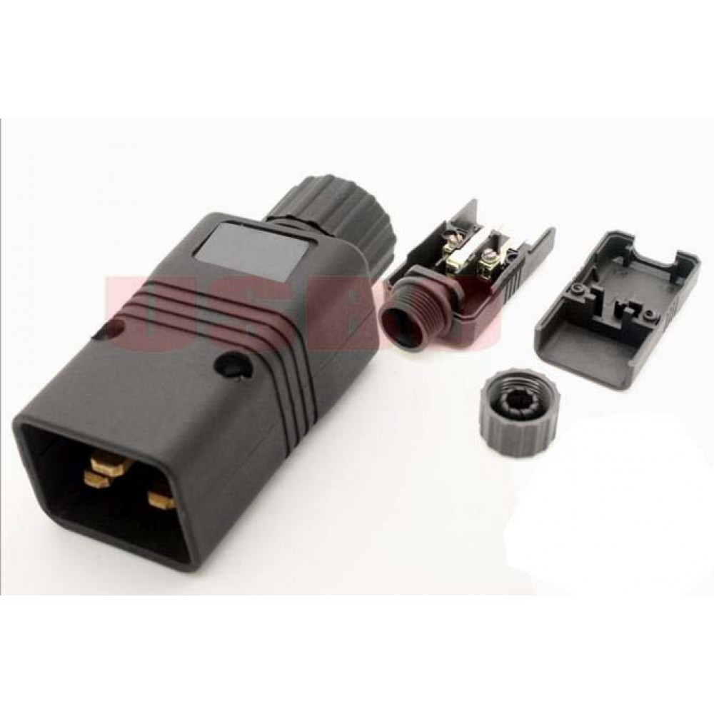 Black Copper 16A 250V Standart UPS PDU APC computer server C20 power removable wiring plug 3P cable converter