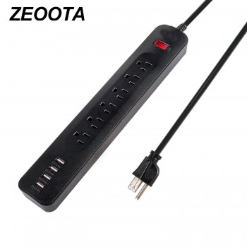 Power Strip Surge Protector 6 AC USB Outlets US Plug Socket with USB 4 Ports Fast Charging Station with 6ft/1.8m Extension Cord