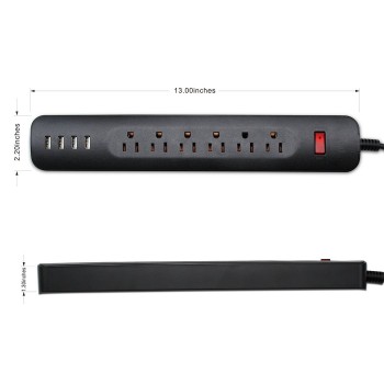 Power Strip Surge Protector 6 AC USB Outlets US Plug Socket with USB 4 Ports Fast Charging Station with 6ft/1.8m Extension Cord