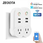 Smart Wifi Power Plug Socket with USB Wireless Outlet APP/Voice Control Compatible with Amazon Alexa Echo Google Home-2PACK