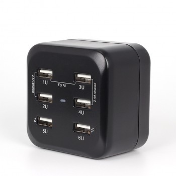 1A/2.4A Universal Travel Adapter with 6 USB Charger Ports All-in-one 100-240V Worldwide Adaptor with US EU UK Power Plug