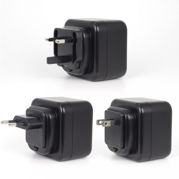 1A/2.4A Universal Travel Adapter with 6 USB Charger Ports All-in-one 100-240V Worldwide Adaptor with US EU UK Power Plug