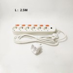 EU Plug 6 hole 16A EU/FC Extension Socket Surge Protection 4.8mm Korea European Euro adapter Power Strip 4.8mm Power Plug