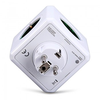 Allocacoc Electrical Socket EU Plug powercube EU Power Strip Extension 4 Socket Outlet 5V*2.1A USB Charger Ports for Home Office