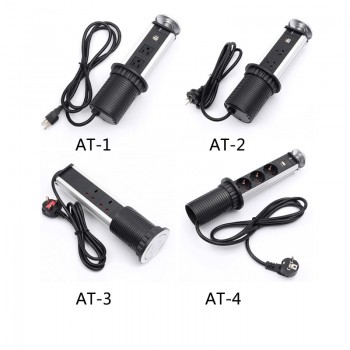 220V 16A PULL POP UP Electrical 3 Plug Socket 2 USB Outlet Kitchen Table Socket Retractable for Countertops Worktop UK/EU Plug