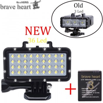 NEW  Go pro Hero 5 36 LED Beads Diving Lamp Waterproof Light For Gopro 6 5 4 Xiaomi Yi 4K+yi Lite mijia SJCAM SJ8 Accessories