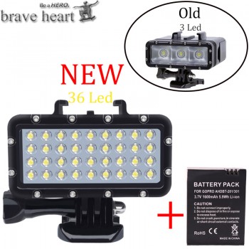 NEW  Go pro Hero 5 36 LED Beads Diving Lamp Waterproof Light For Gopro 6 5 4 Xiaomi Yi 4K+yi Lite mijia SJCAM SJ8 Accessories