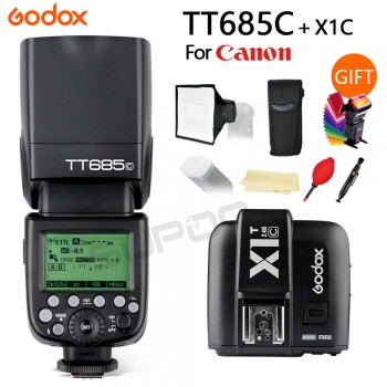 2pcs Godox TT685 TT685C 2.4G Wireless TTL High-speed sync 1/8000s GN60 Flash Speedlite + X1T-C Transmitter for Canon DSLR Camera